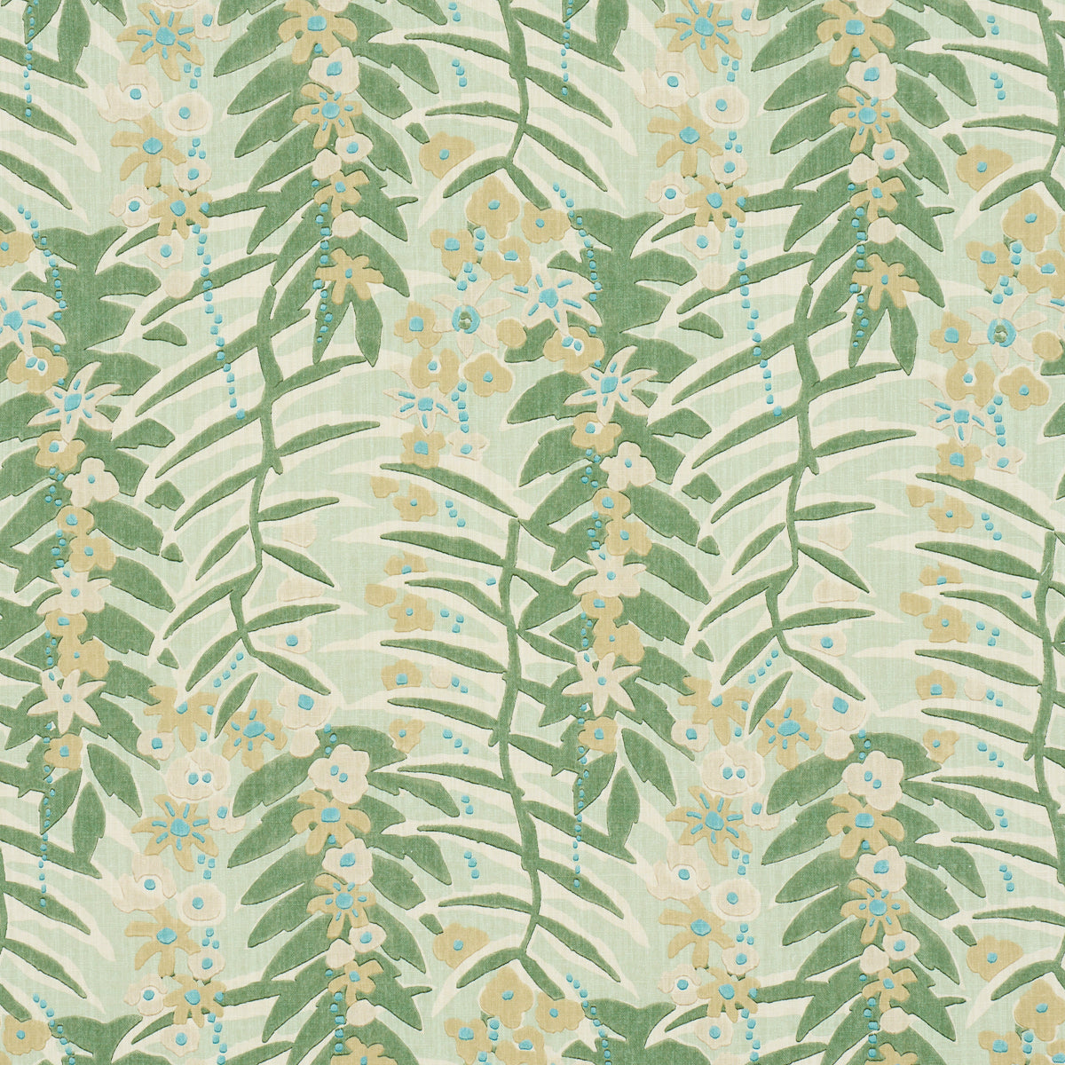 Ashbee Botanical - Aqua - Schumacher 182152 Fabric - Schumacher Fabric
