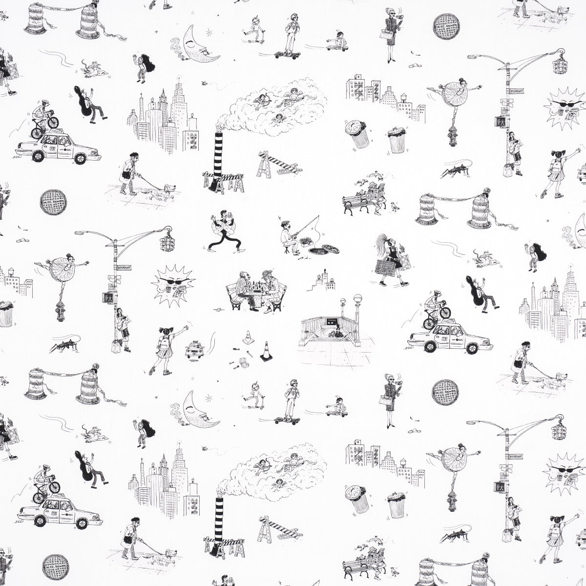 JOANA-AVILLEZS-STREET-SCENES-BLACK-WHITE-SCHUMACHER-182331 - Schumacher Fabric
