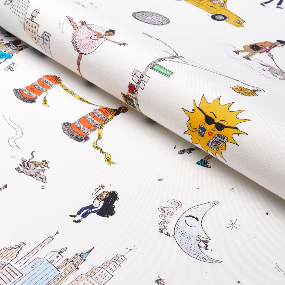 JOANA-AVILLEZS-STREET-SCENES-MULTICOLOR-ON-WHITE-SCHUMACHER-182332 - Schumacher Fabric