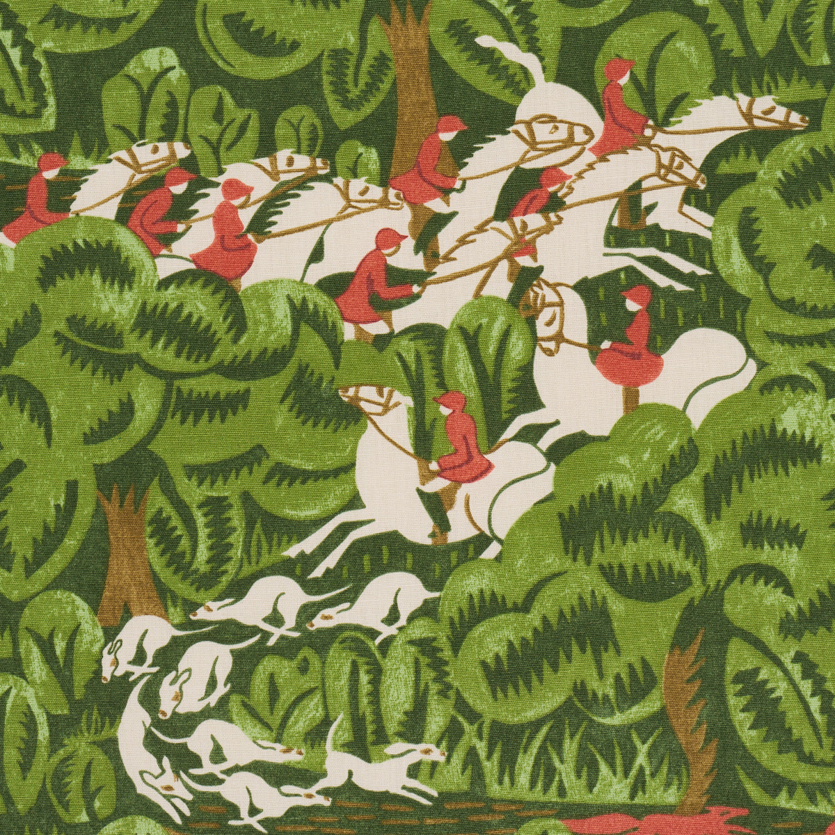 Margaret Schloeman's Fox Chase - Forest - Schumacher 182340 Fabric - Schumacher Fabric