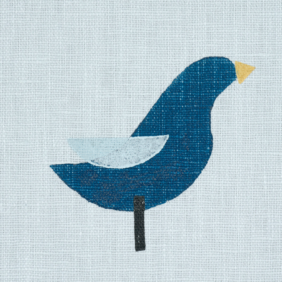 Birds Hand Block Print - Navy On Sky - Schumacher 182382 Fabric - Schumacher Fabric