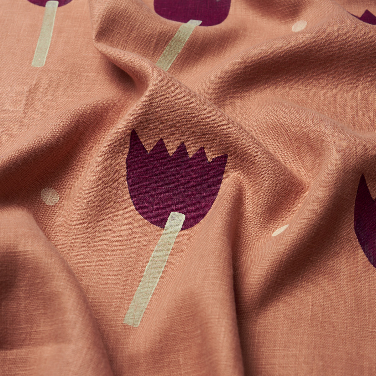 Tulip Play Hand Block Print - Violet On Rust - Schumacher 182401 Fabric - Schumacher Fabric
