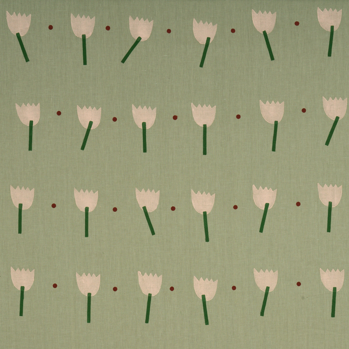 Tulip Play Hand Block Print - Peach On Sage - Schumacher 182402 Fabric - Schumacher Fabric