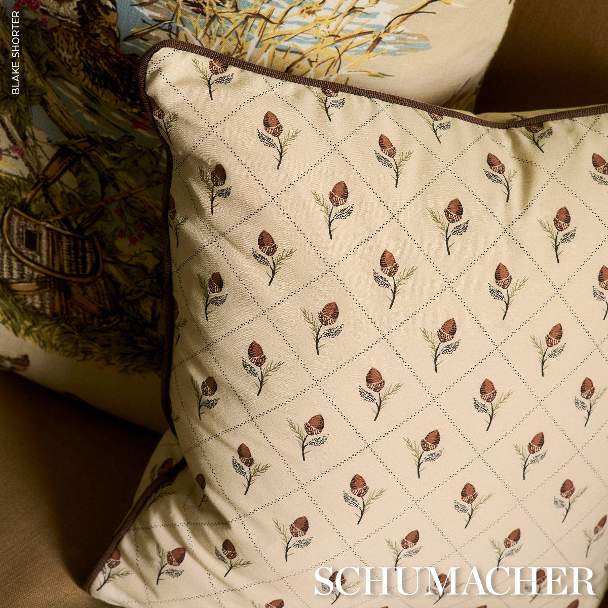 Holden Hand Print - Cream - Schumacher 182670 Fabric - Schumacher Fabric