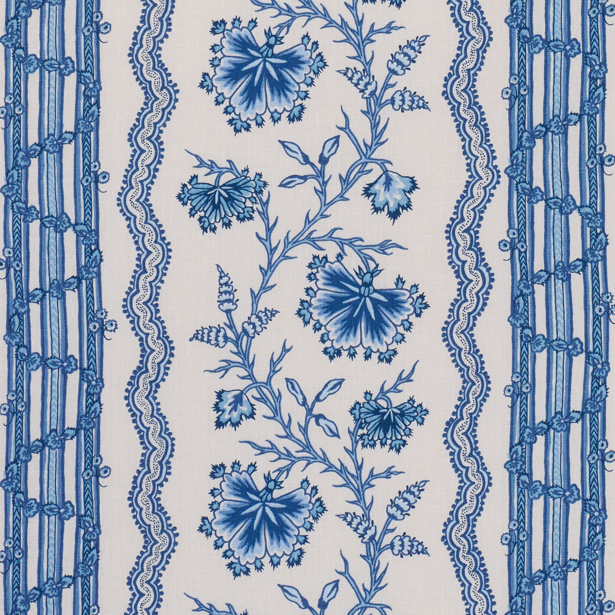 Parvati Floral Stripe - Delft - Schumacher 182712 Fabric - Schumacher Fabric