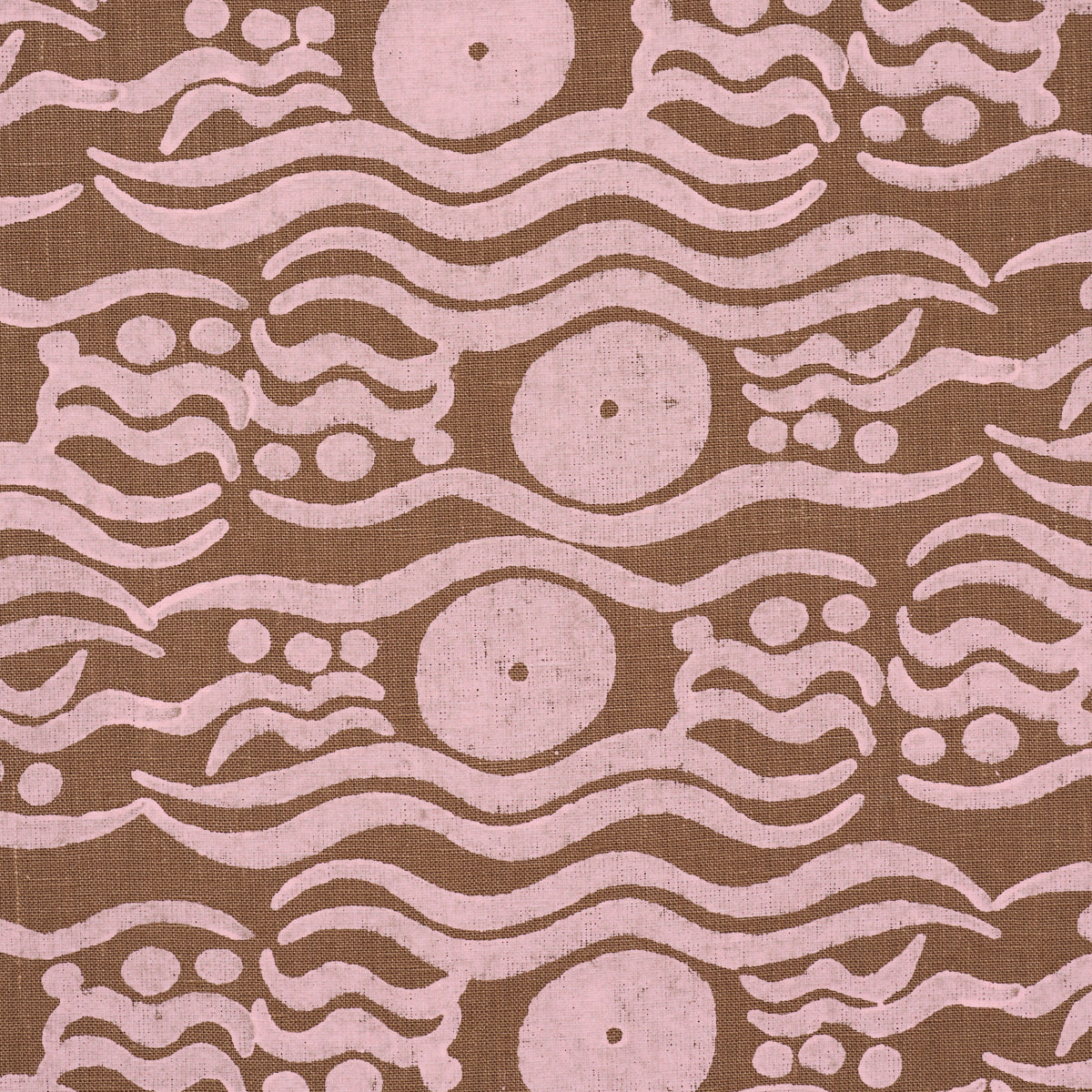 Bosphorus Hand Block - Brown & Pink - Schumacher 182742 Fabric - Schumacher Fabric