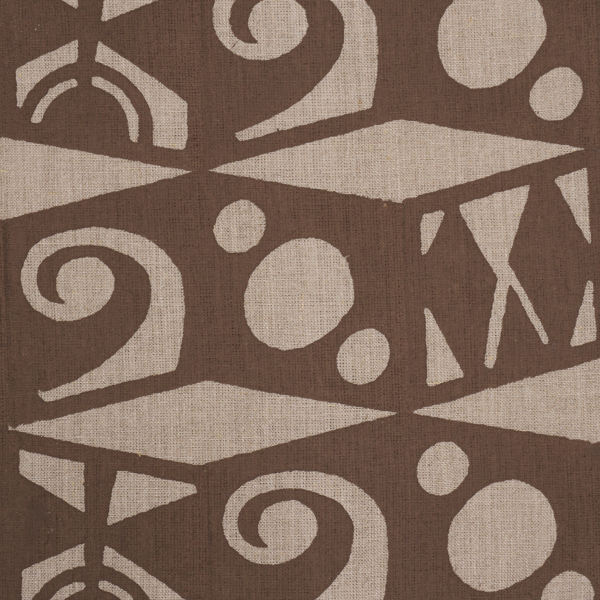 Tarot Hand Block - Brown - Schumacher 182760 Fabric - Schumacher Fabric