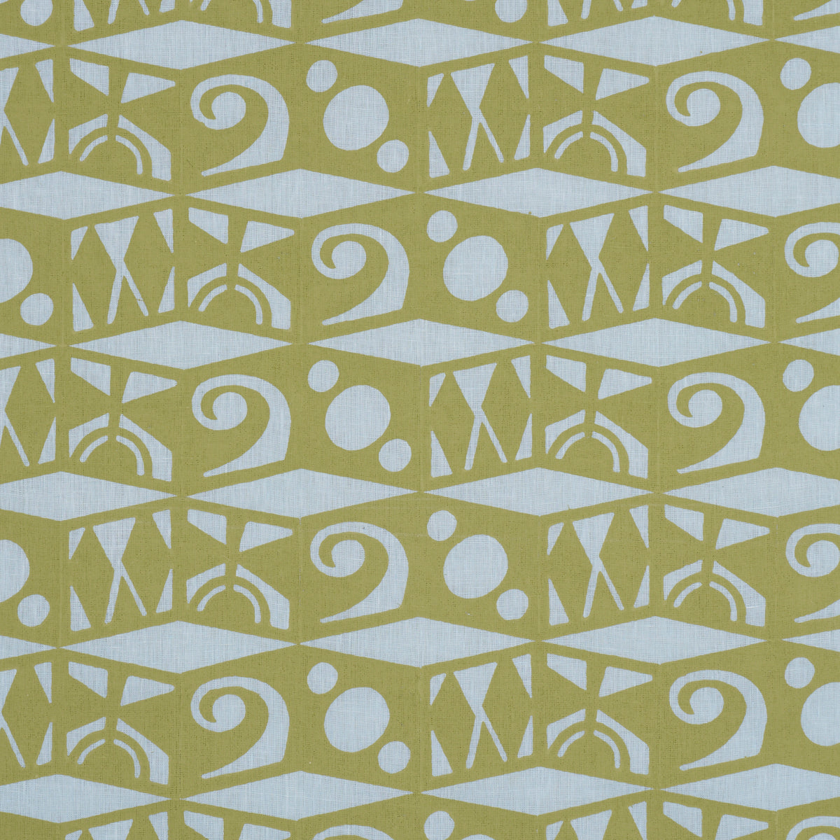 Tarot Hand Block - Sky & Green - Schumacher 182762 Fabric - Schumacher Fabric