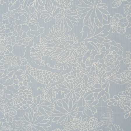 Chiang Mai Dragon Silhouette - Ciel De Provence - Schumacher 182782 - Schumacher Fabric