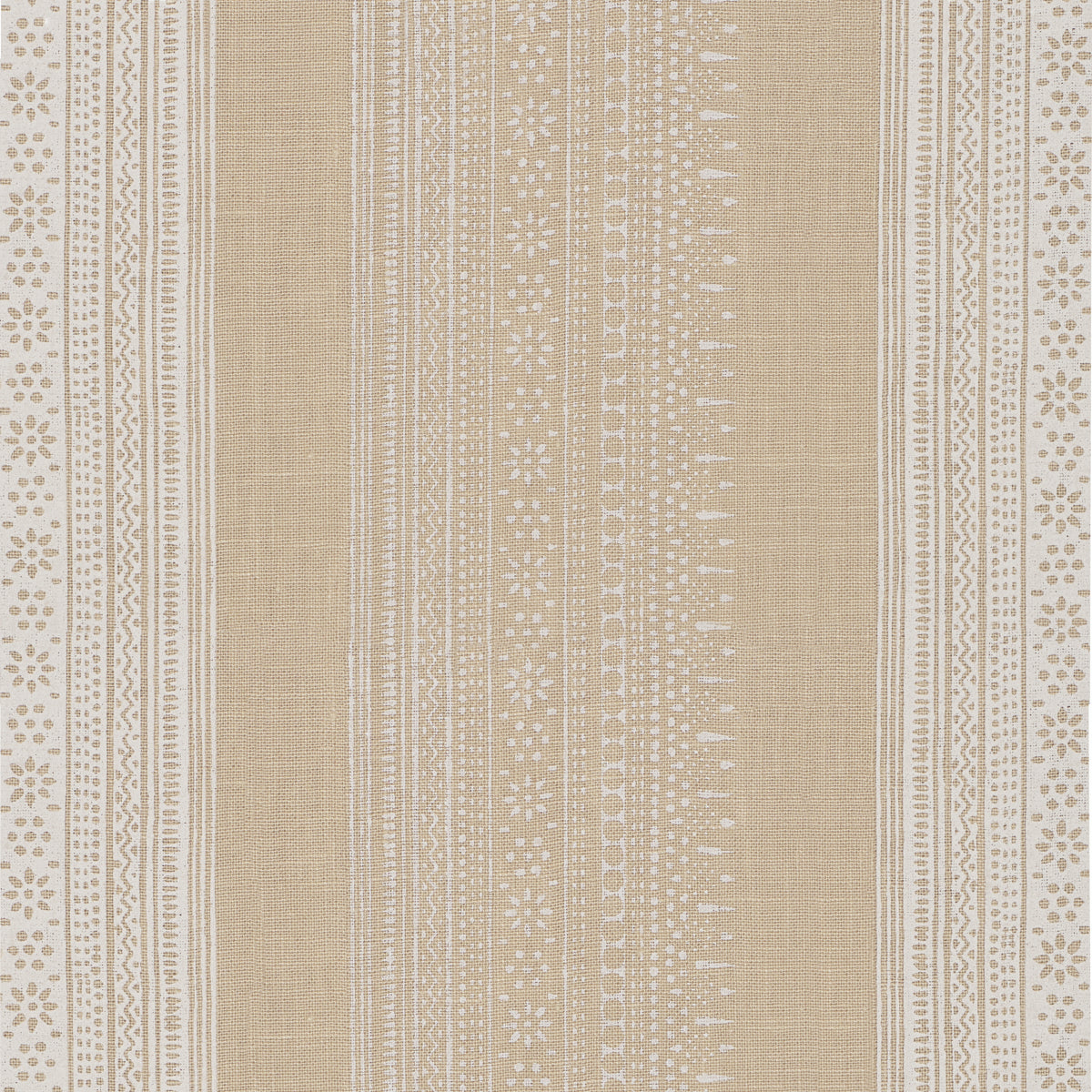 Calista Block Print - Natural - Schumacher 182901 Fabric - Schumacher Fabric