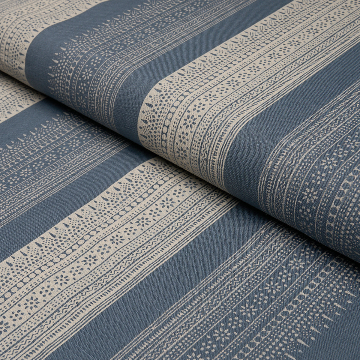 Calista Block Print - Indigo - Schumacher 182902 Fabric - Schumacher Fabric