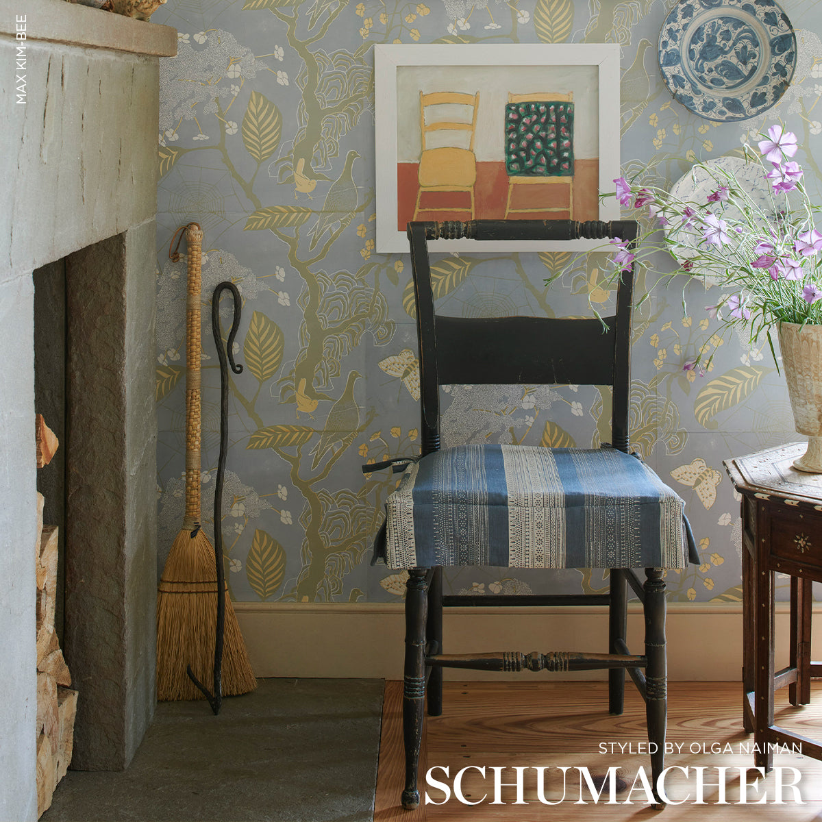 Calista Block Print - Indigo - Schumacher 182902 Fabric - Schumacher Fabric