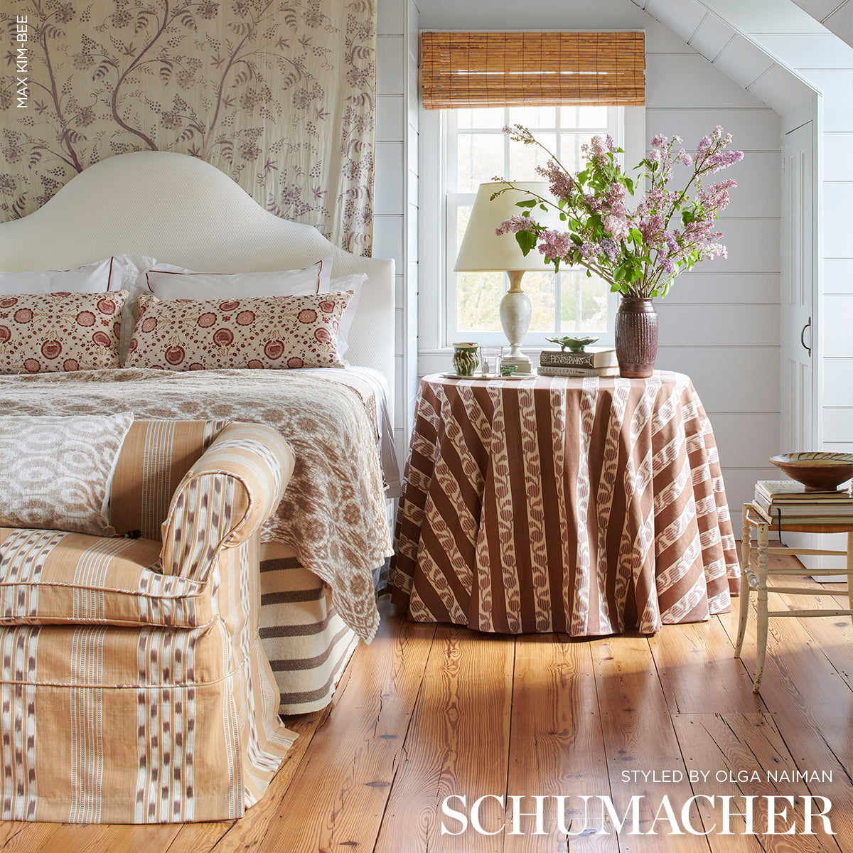 Priya Warp Print - Bordeaux - Schumacher 182920 Fabric - Schumacher Fabric