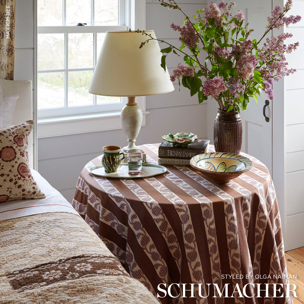 Priya Warp Print - Bordeaux - Schumacher 182920 Fabric - Schumacher Fabric