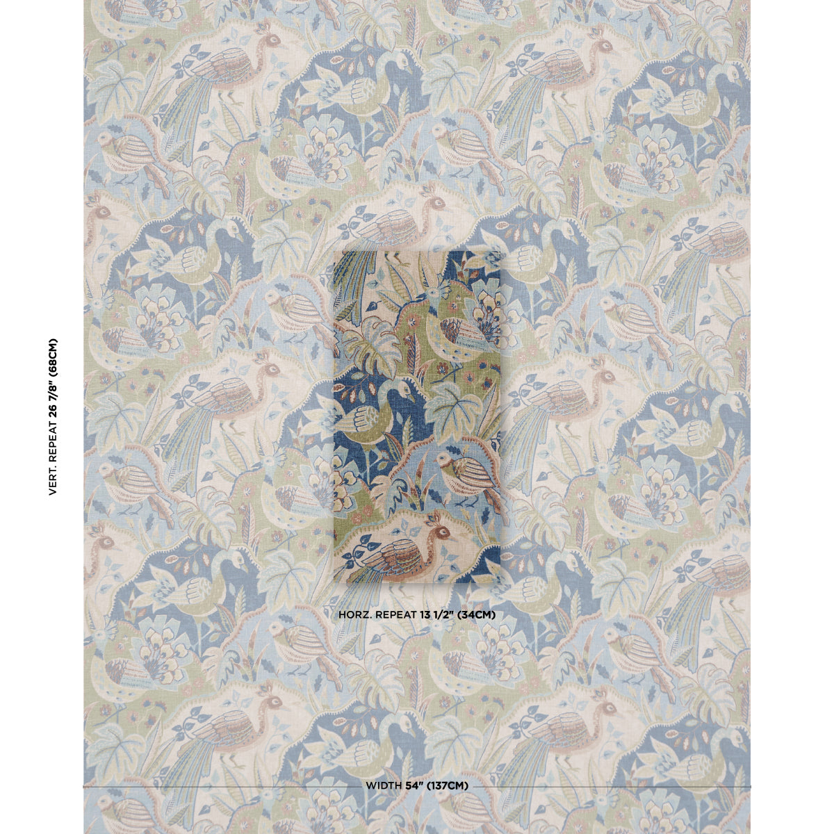 Soraya - Blue - Schumacher 182932 Fabric - Schumacher Fabric