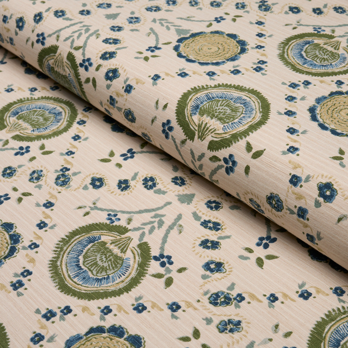 Athena Hand-Screen Print - Green - Schumacher 183052 Fabric - Schumacher Fabric