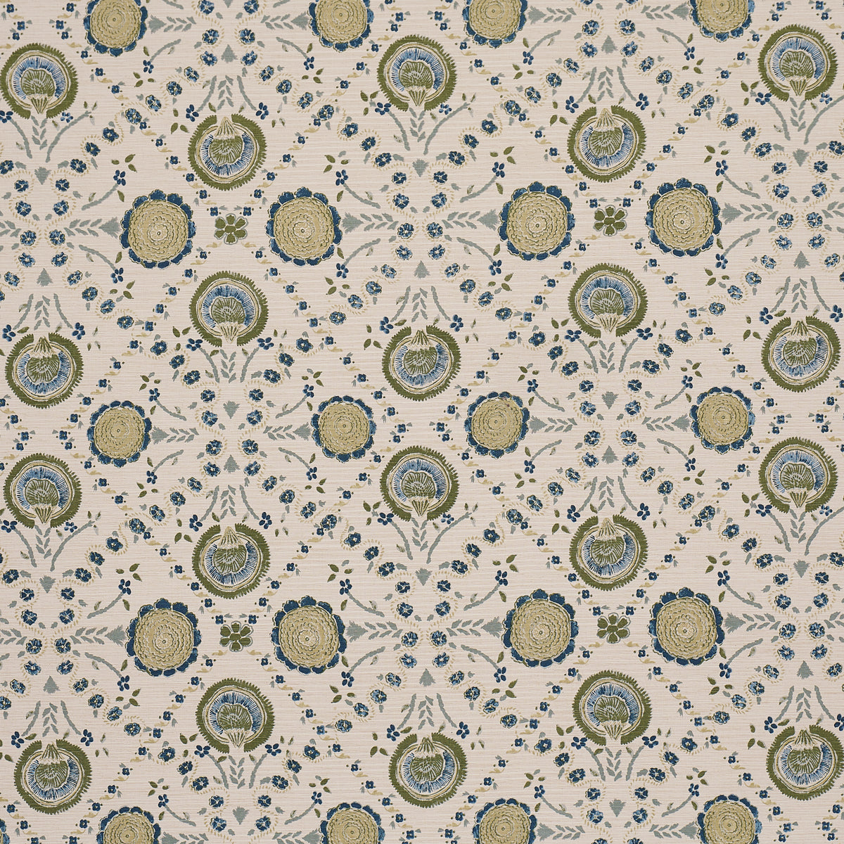 Athena Hand-Screen Print - Green - Schumacher 183052 Fabric - Schumacher Fabric