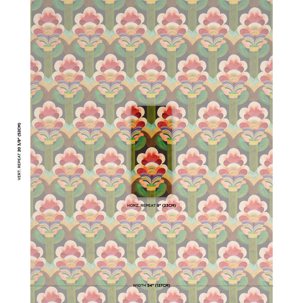 Fleur Indienne Velvet - Cinnabar - Schumacher 183080 Fabric - view 2 - Schumacher Fabric