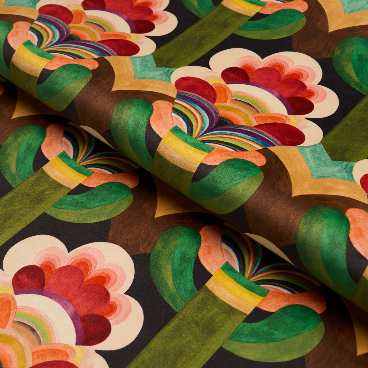 Fleur Indienne Velvet - Cinnabar - Schumacher 183080 Fabric - view 4 - Schumacher Fabric
