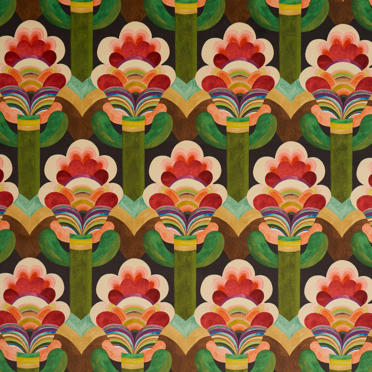 Fleur Indienne Velvet - Cinnabar - Schumacher 183080 Fabric - Schumacher Fabric