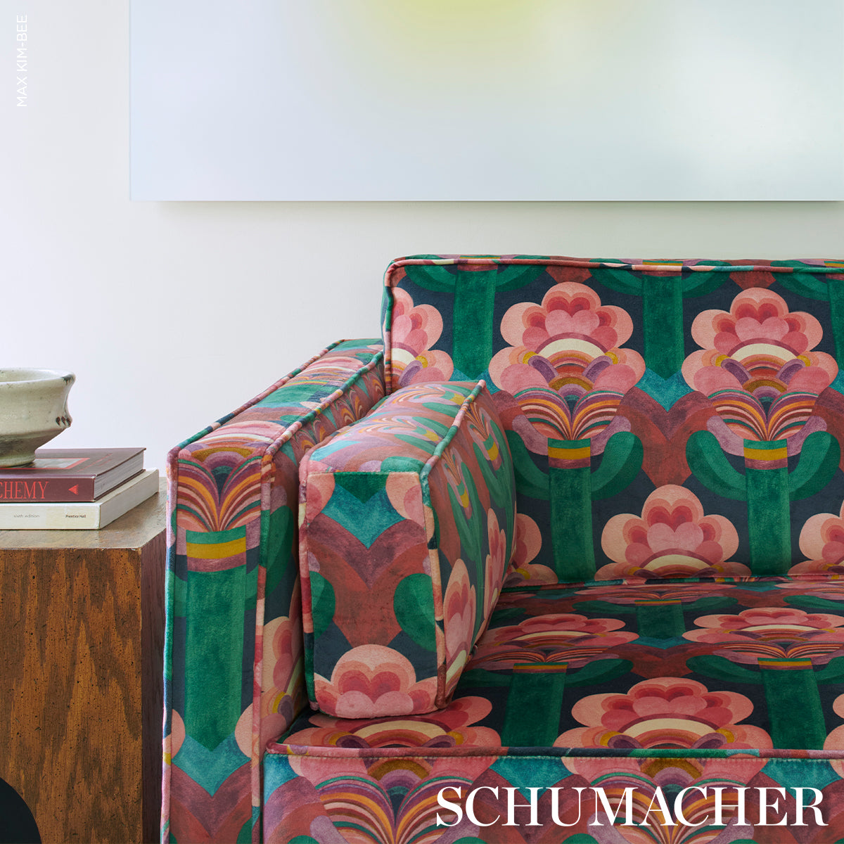 Fleur Indienne Velvet - Rose - Schumacher 183081 Fabric - view 6 - Schumacher Fabric
