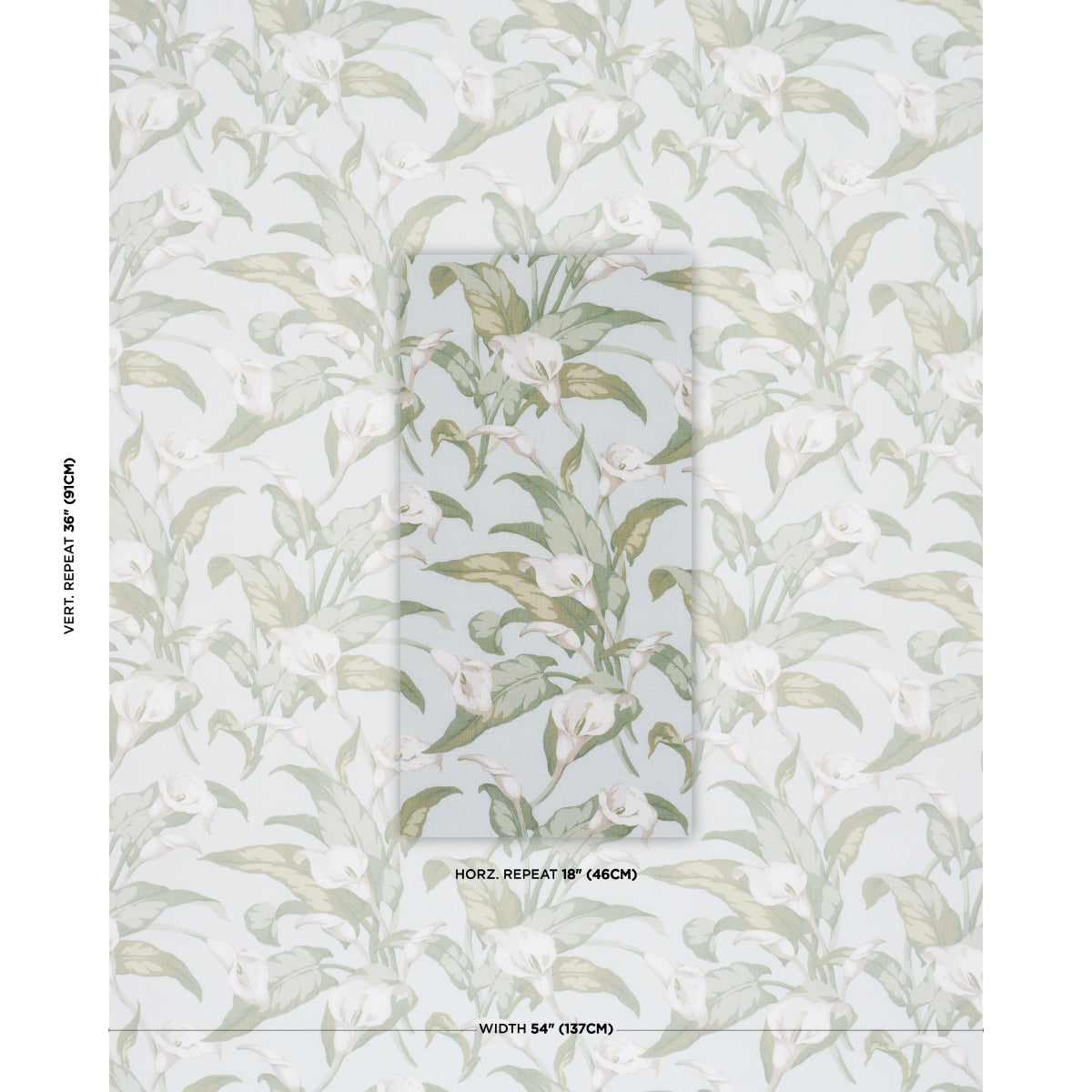 Arum Lilies - Aqua - Schumacher 183121 Fabric - Schumacher Fabric