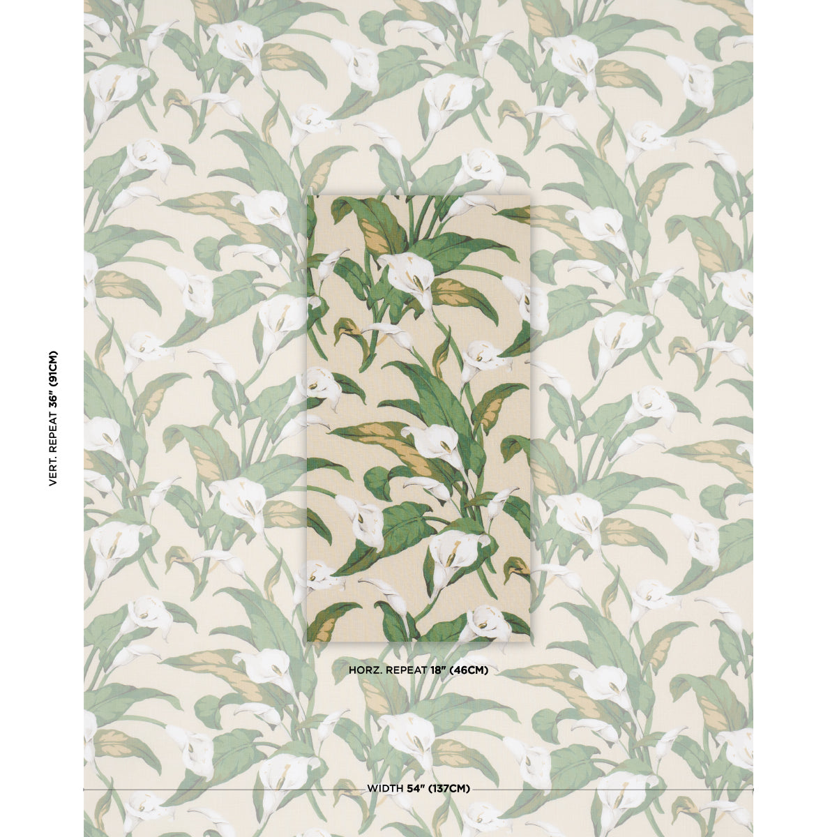 Arum Lilies - Parchment - Schumacher 183122 Fabric - Schumacher Fabric