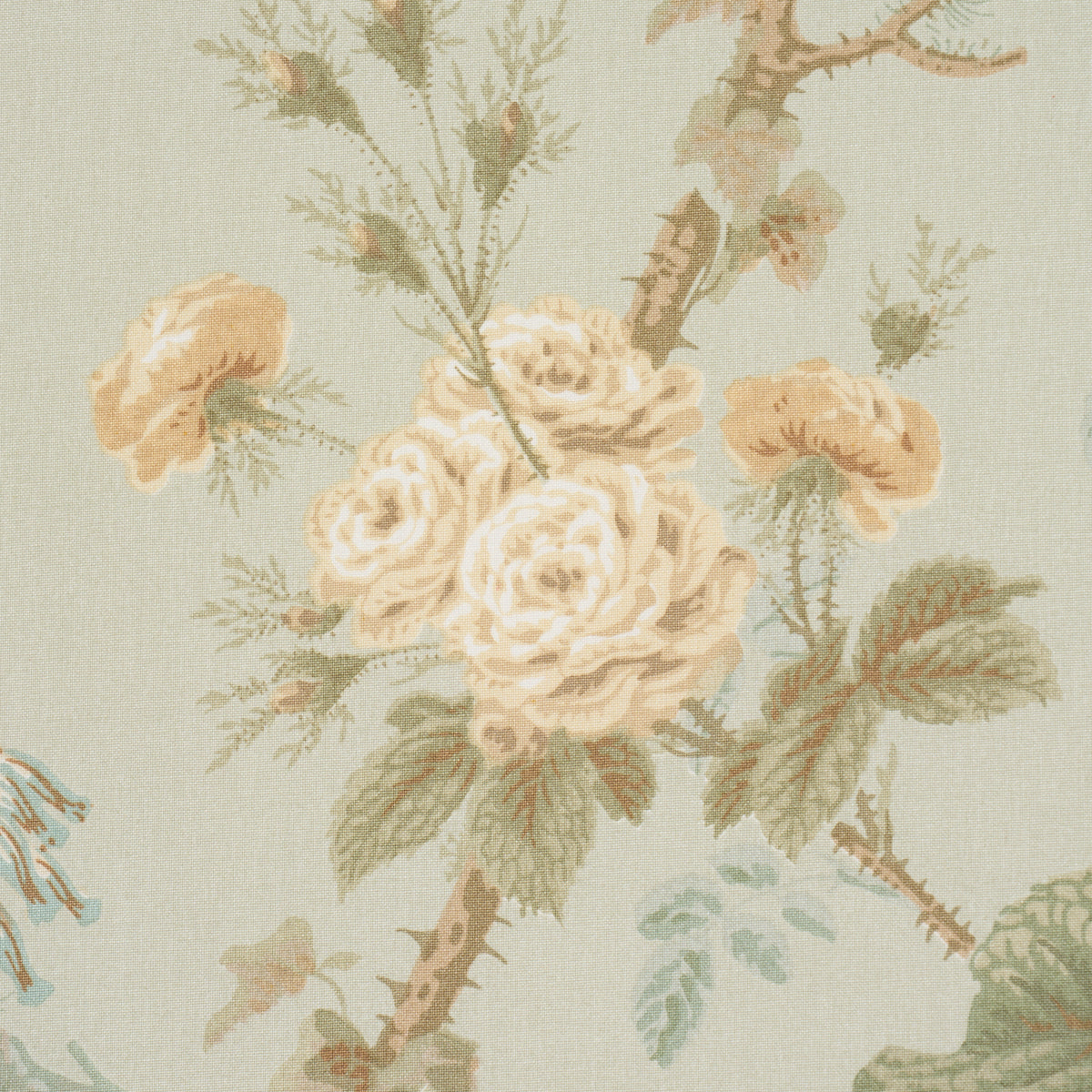 She Walks In Beauty Chintz - Celadon - Schumacher 183140 Fabric - Schumacher Fabric