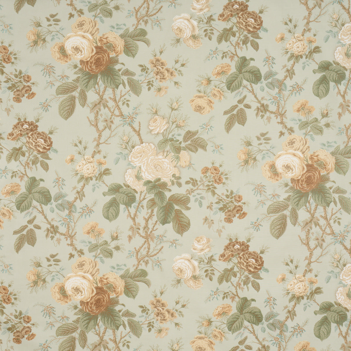 She Walks In Beauty Chintz - Celadon - Schumacher 183140 Fabric - Schumacher Fabric
