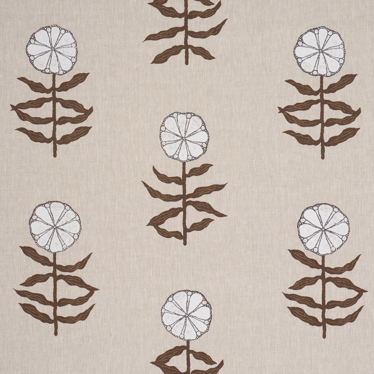 Pretty Petals Screen Print - Birch - Schumacher 183150 Fabric - Schumacher Fabric