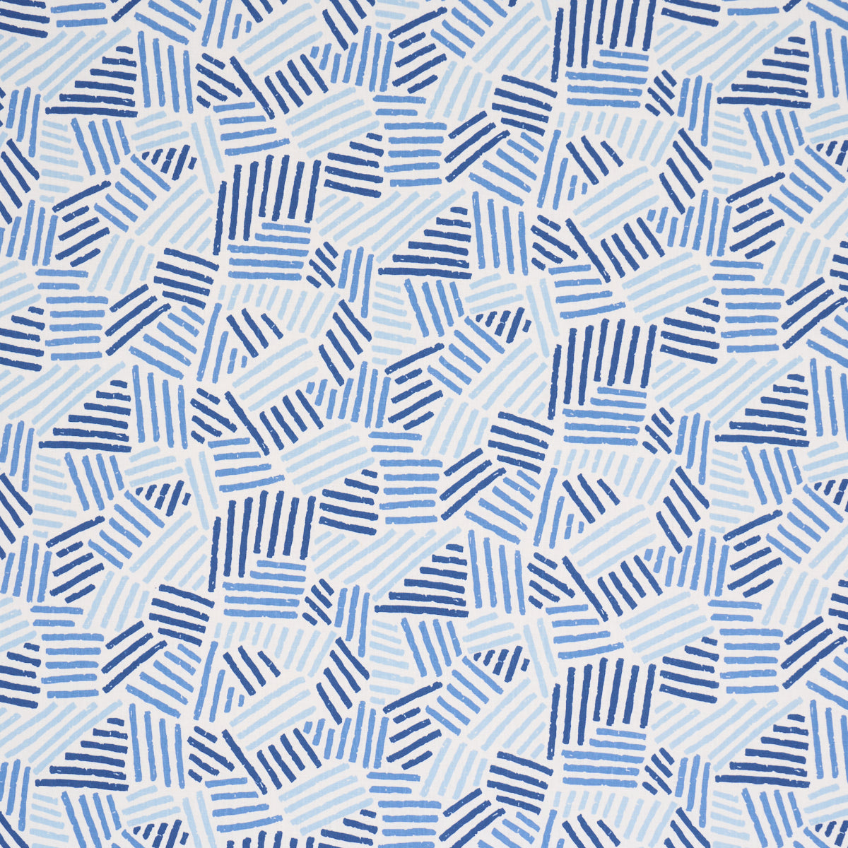 Hatchmark Hand Print - Blues - Schumacher 183161 Fabric - Schumacher Fabric