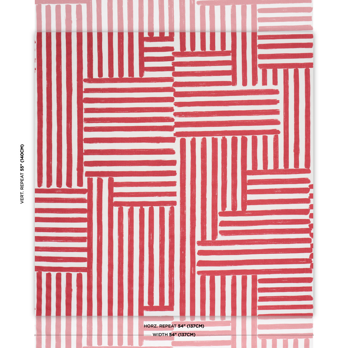Parson'S Stripe Hand Print - Red - Schumacher 183172 Fabric - Schumacher Fabric
