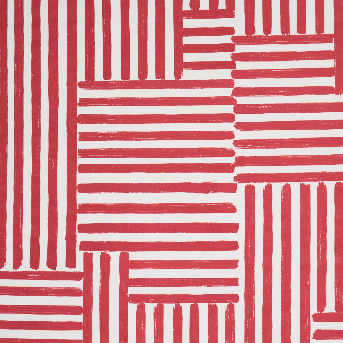 Parson'S Stripe Hand Print - Red - Schumacher 183172 Fabric - Schumacher Fabric