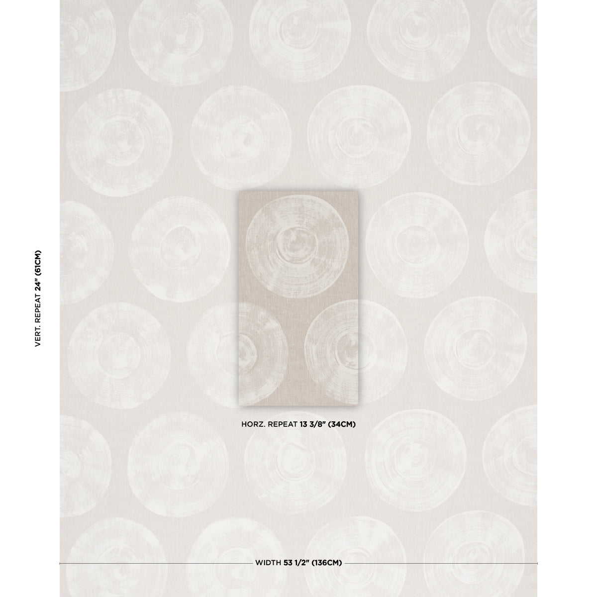 Painted Circles - Neutral - Schumacher 183180 Fabric - Schumacher Fabric