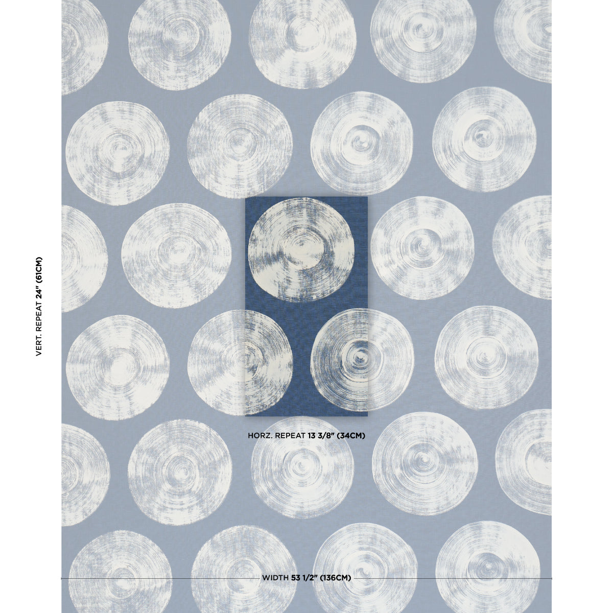 Painted Circles - Indigo - Schumacher 183181 Fabric - Schumacher Fabric