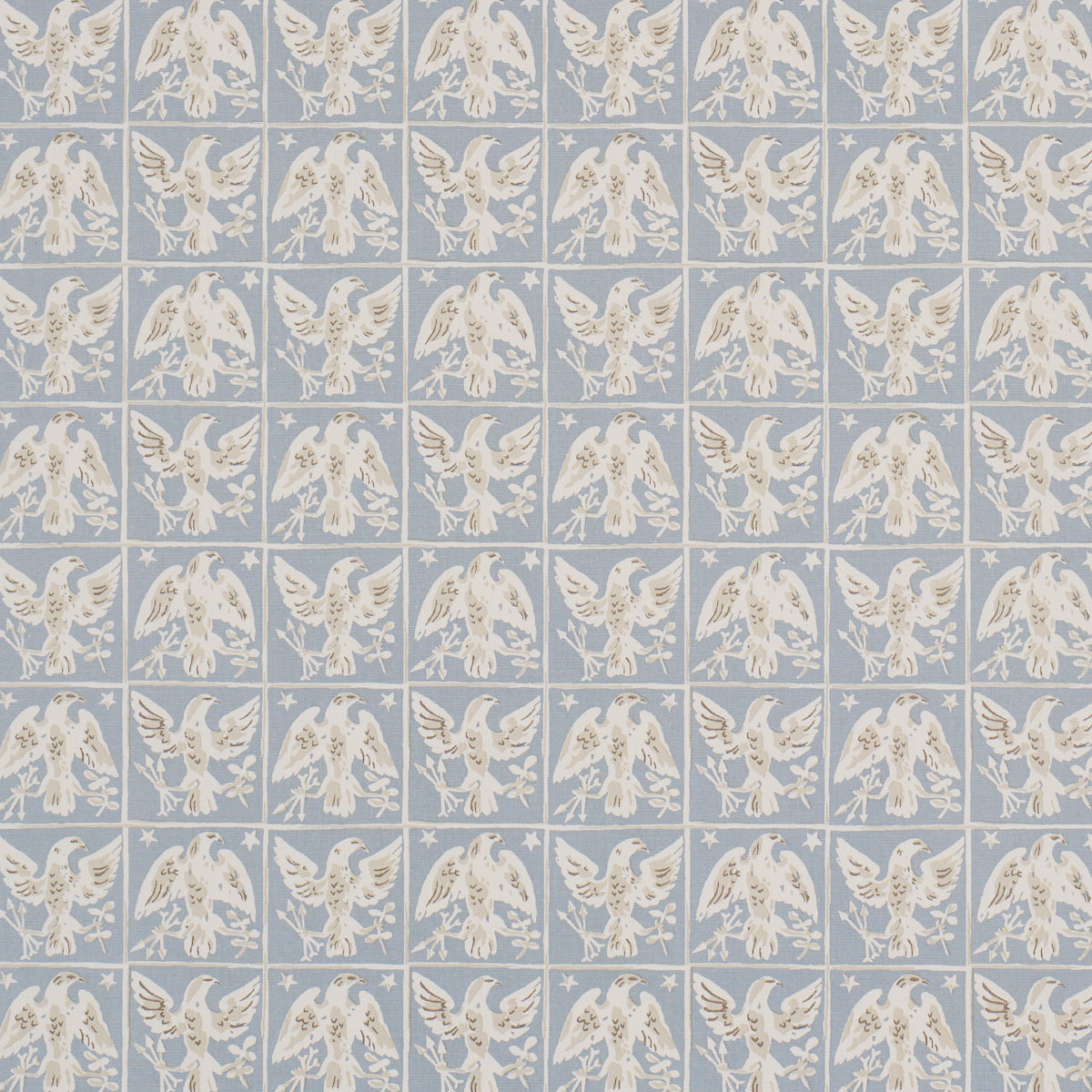 Barton'S Eagle Hand Print - Blue - Schumacher 183192 Fabric - Schumacher Fabric