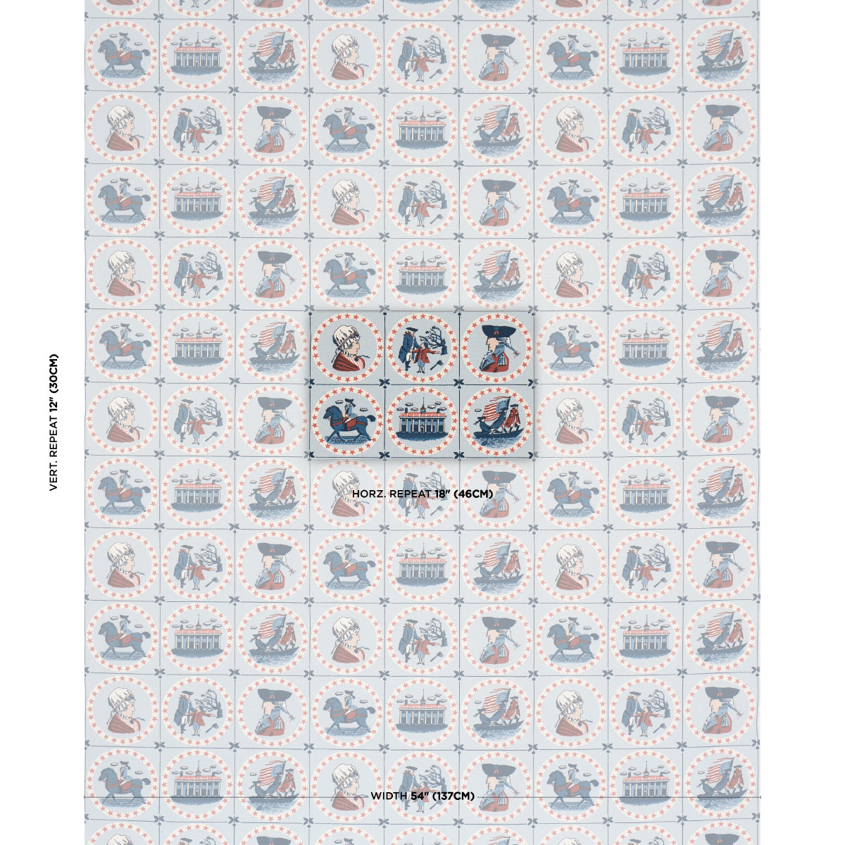 George Washington - Sky - Schumacher 183220 Fabric - Schumacher Fabric