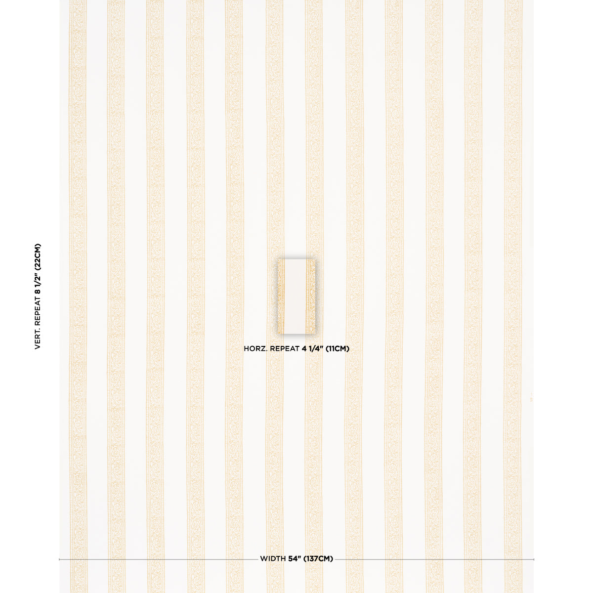 Mahdavi Stripe Hand-Block Print - Yellow - Schumacher 183241 Fabric - Schumacher Fabric