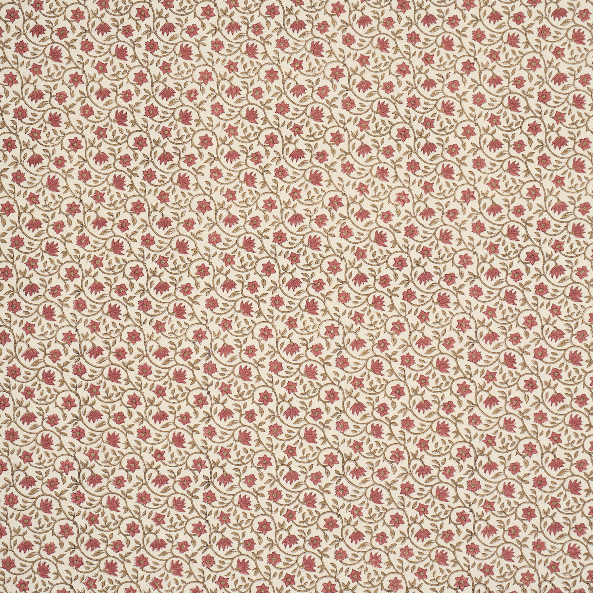 Malaya Hand-Block Print - Red - Schumacher 183250 Fabric - Schumacher Fabric