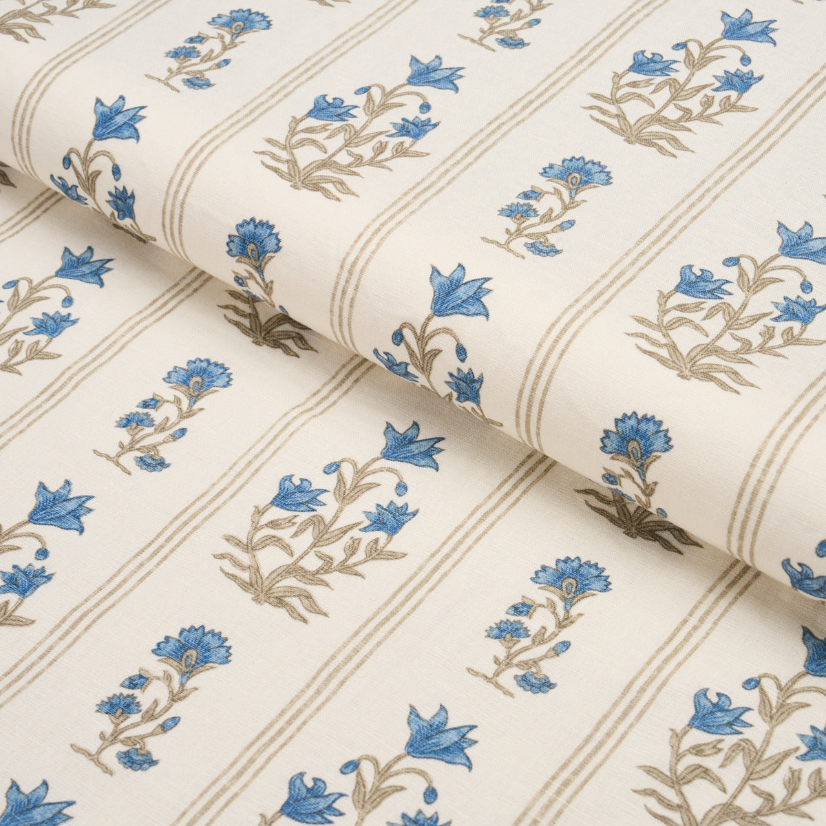 Ellora Hand-Print - Blue - Schumacher 183260 Fabric - Schumacher Fabric