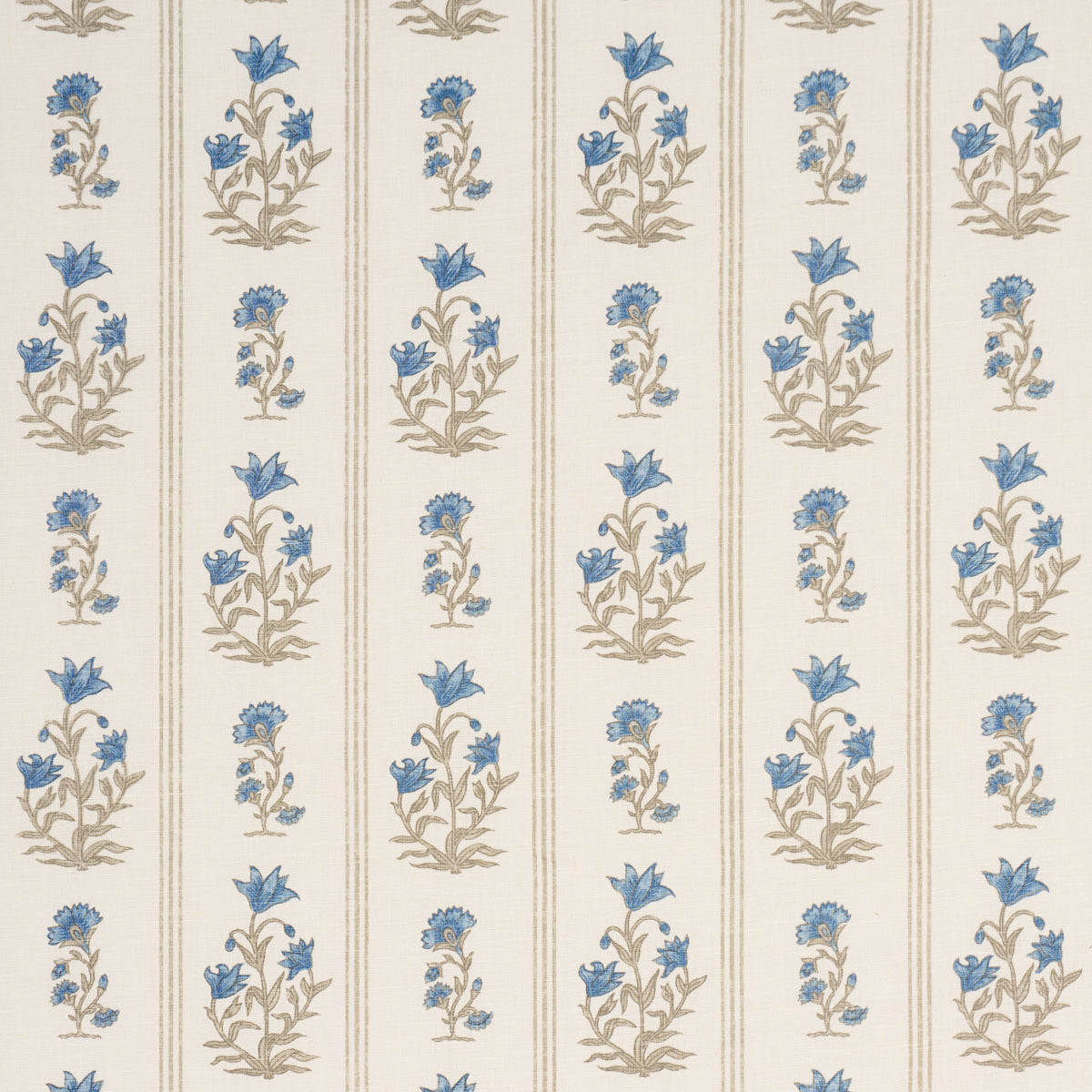 Ellora Hand-Print - Blue - Schumacher 183260 Fabric - Schumacher Fabric