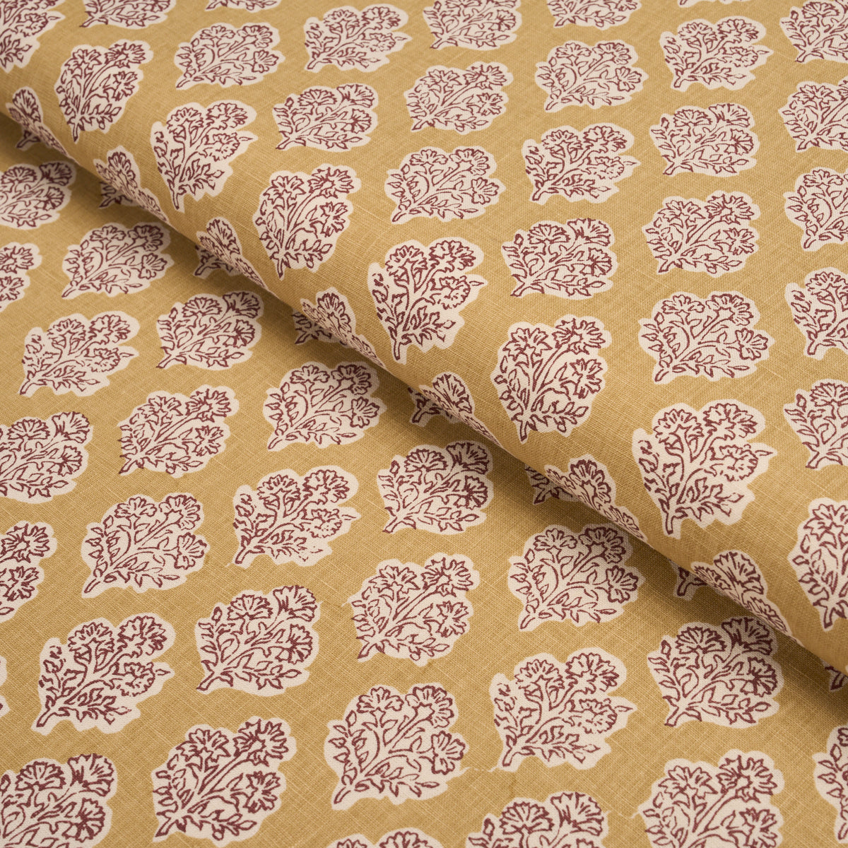 Manali Hand-Print - Red & Mustard - Schumacher 183271 Fabric - Schumacher Fabric