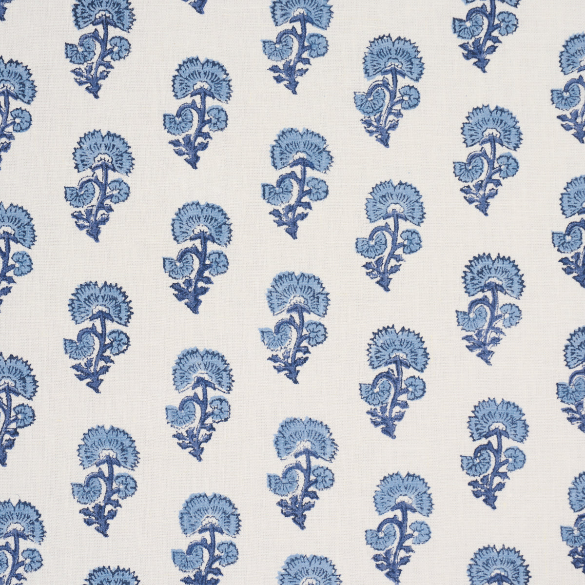 Kaasni Hand-Block Print - Indigo - Schumacher 183281 Fabric - Schumacher Fabric