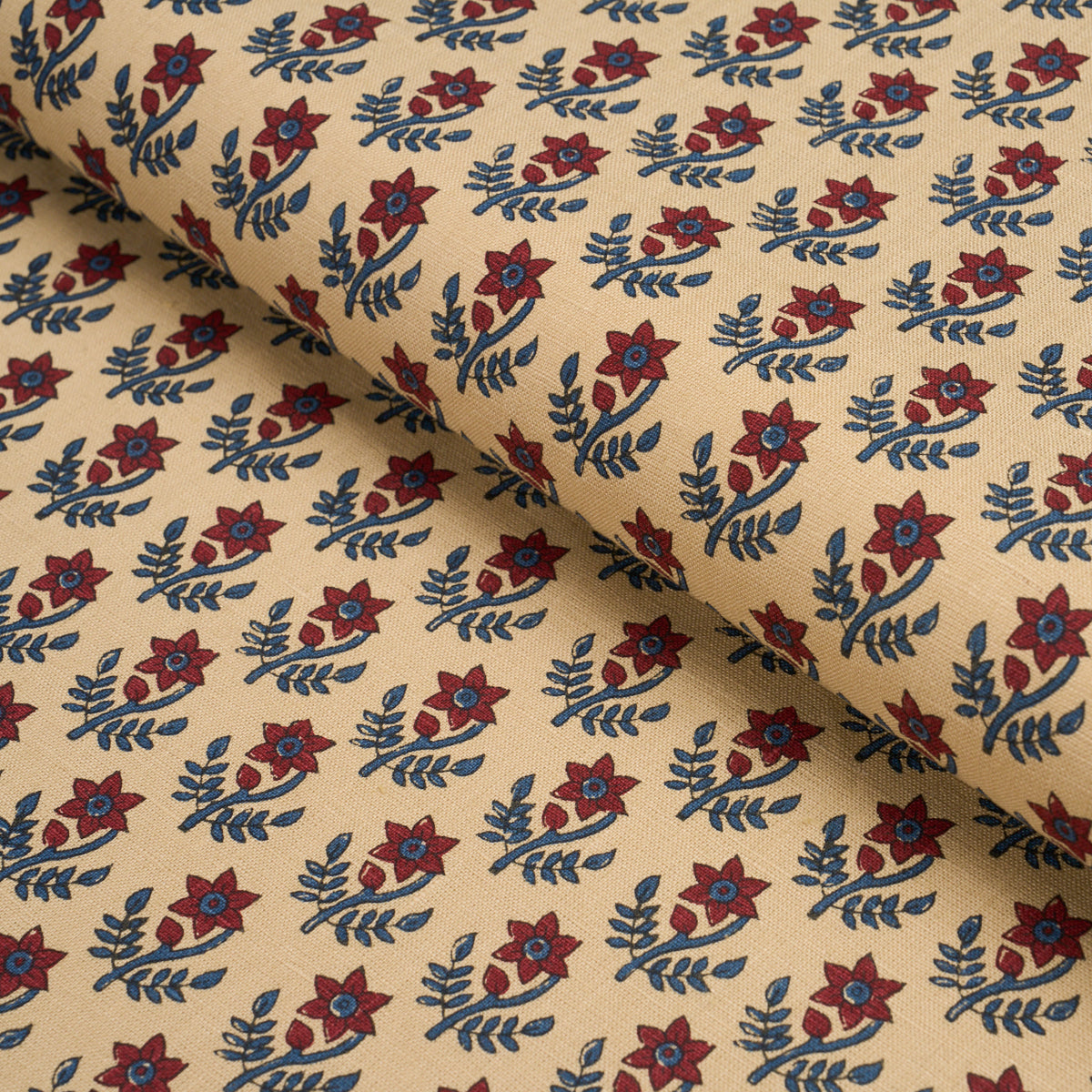Amisha Hand-Print - Red & Indigo - Schumacher 183291 Fabric - Schumacher Fabric