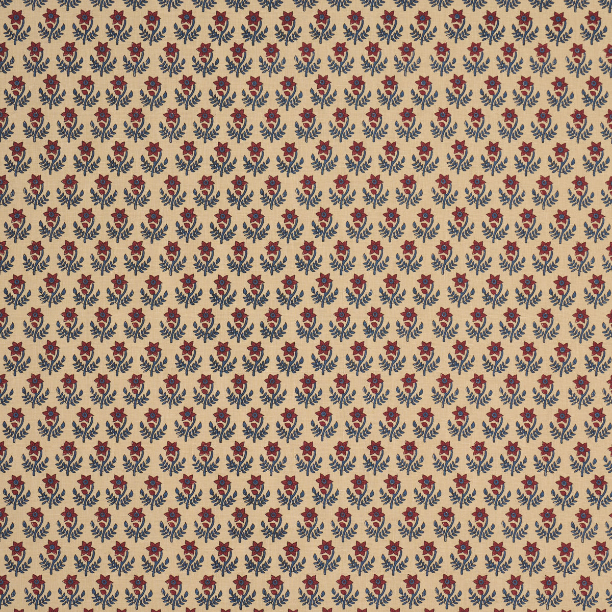 Amisha Hand-Print - Red & Indigo - Schumacher 183291 Fabric