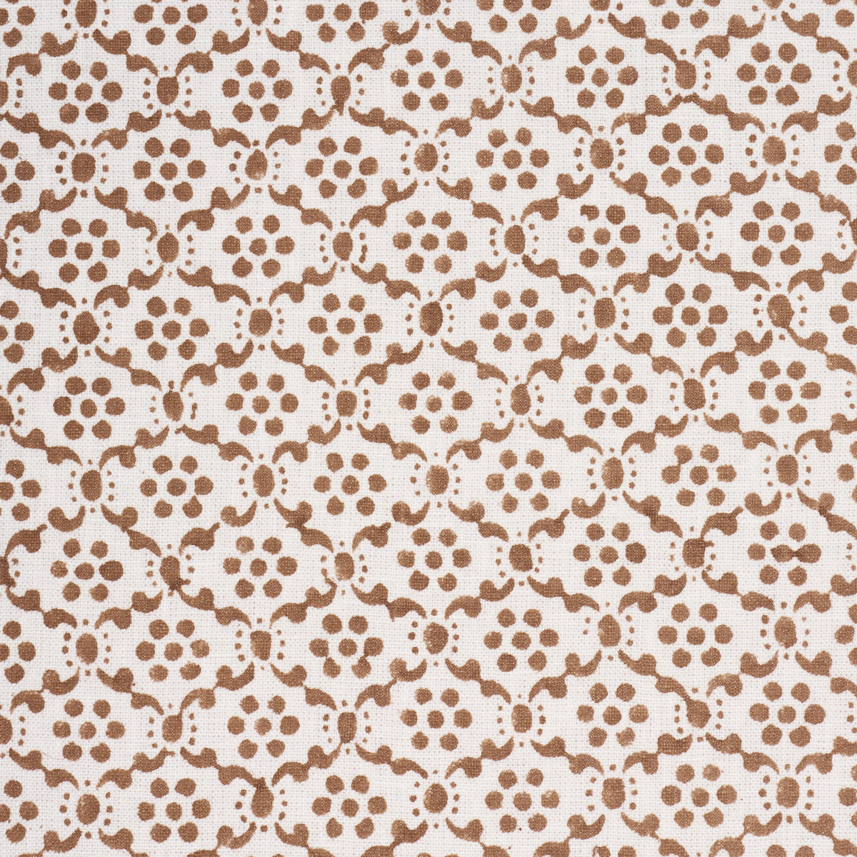 Laksha Hand-Block Print - Brown - Schumacher 183302 Fabric - Schumacher Fabric