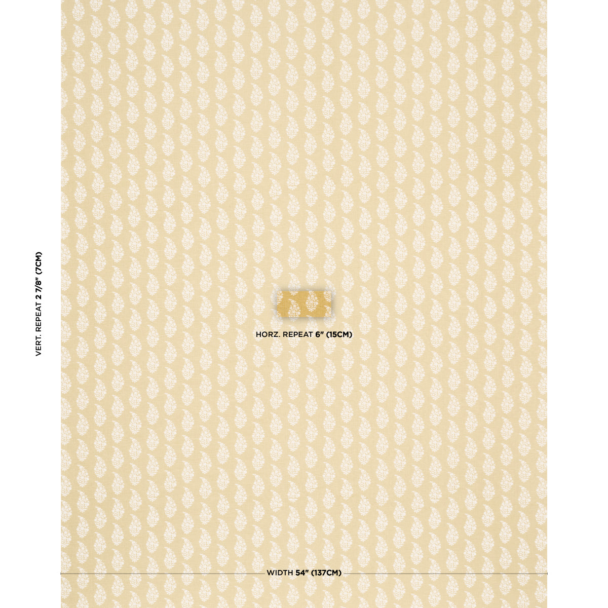 Kaia Paisley Hand-Print - Yellow - Schumacher 183322 Fabric - Schumacher Fabric
