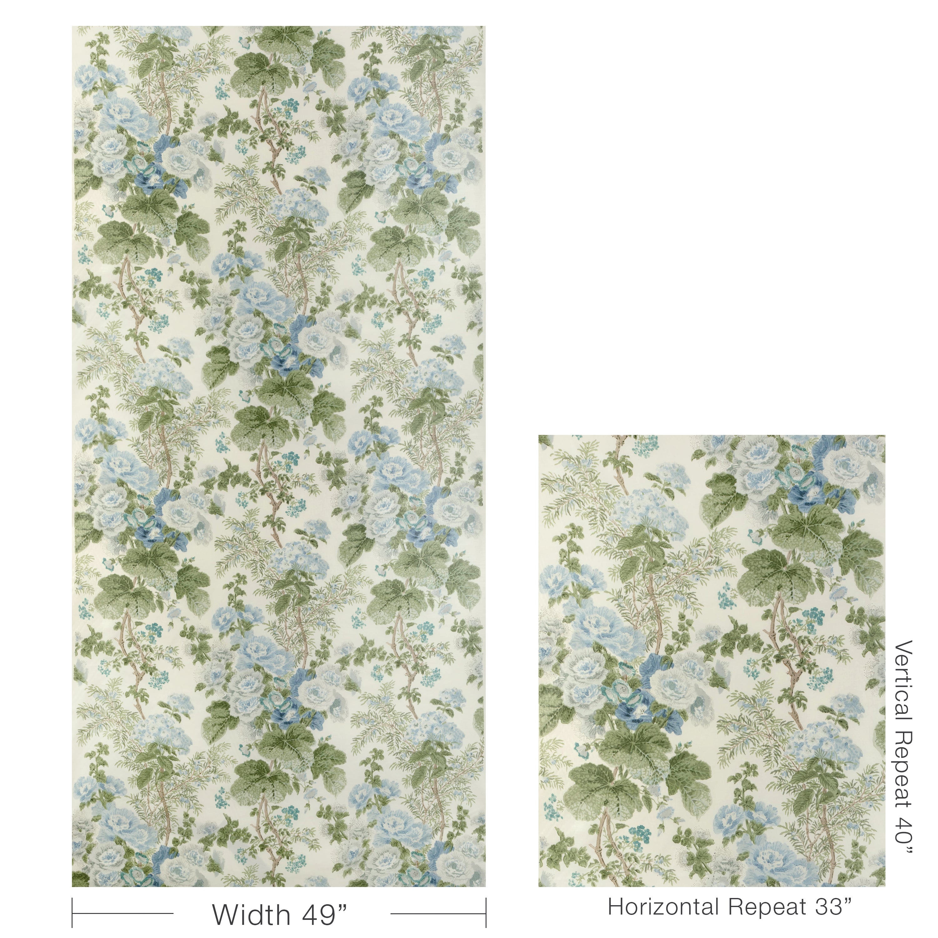 Hollyhock Hdb - Blue/Leaf - Lee Jofa Fabric