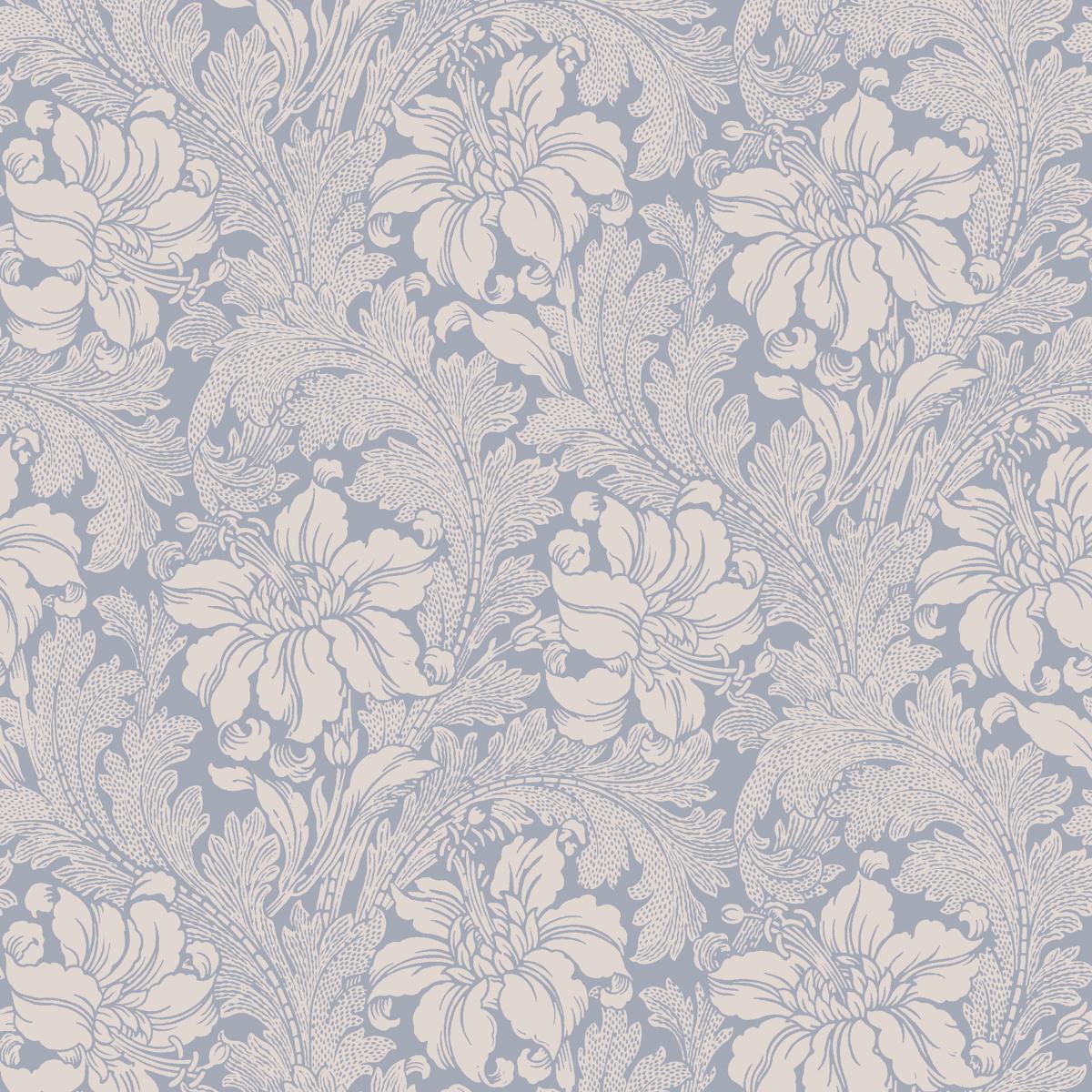 Acanthus Garden - Blue - Schumacher 2010 Wallcovering - Schumacher Wallpaper