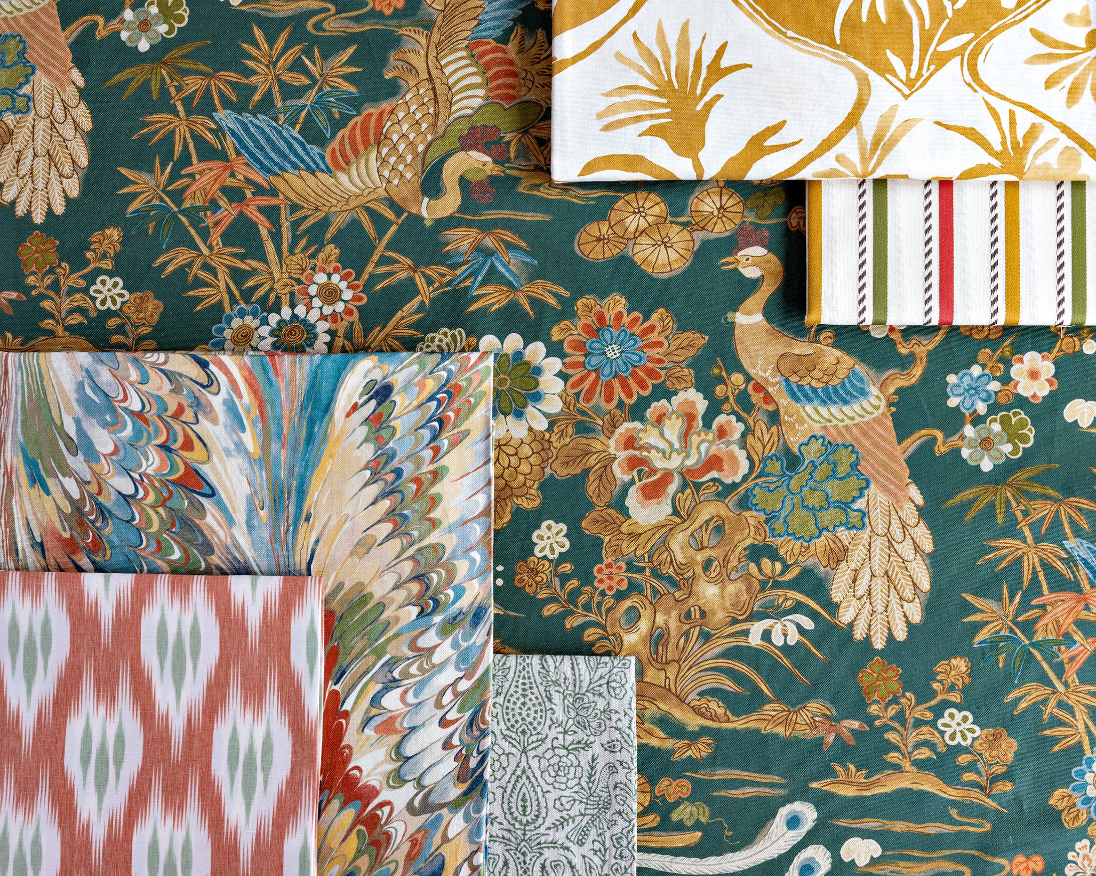 Taplow Print - Clay/Blue - Lee Jofa Fabric